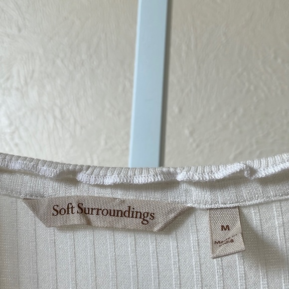 Soft Surroundings Roma pretty off white ribbed comfy top - Picture 5 of 6